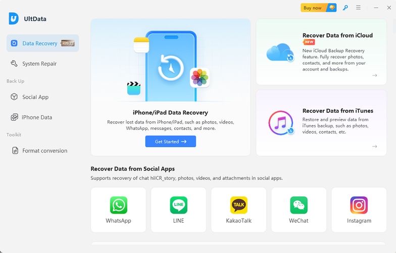 Ultdata Software Dashboard for Ios Data and Social Media Message Recovery