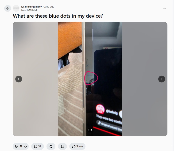 Blue Dots on Samsung Galaxy Screen