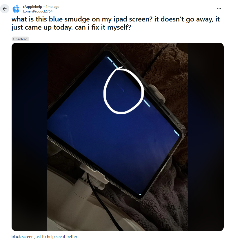 user-asking-about-blue-smudge-fix