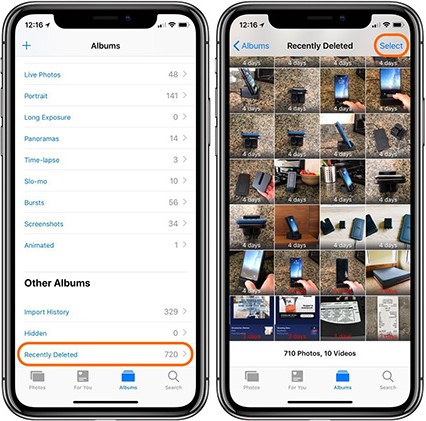 select images and restore them back