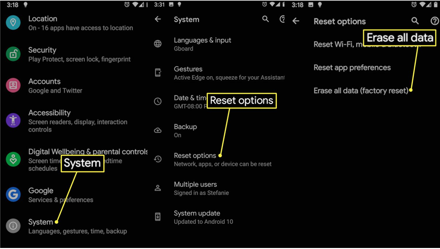 android erase all data