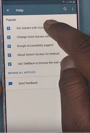 Choose Help and Feedback in Talkback