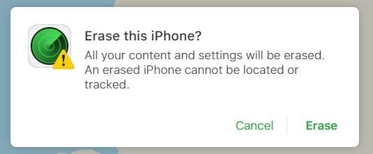confirm erase iphone 17