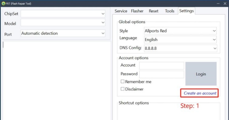  create frt tool account