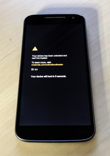 Android bootloader unlocked warning screen