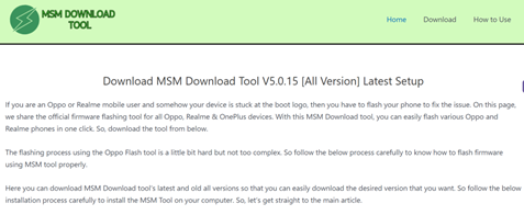 MSM Download Tool Interface