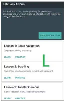 Draw L Shape for Talkback Menu
