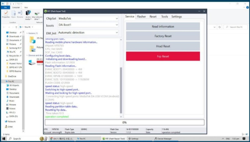 frt tool frp removal completed