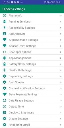 android hidden settings
