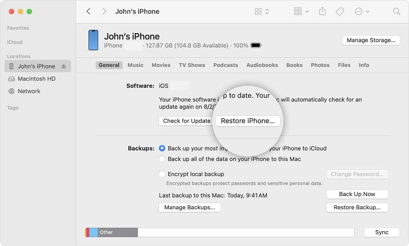 itunes restore iphone 17
