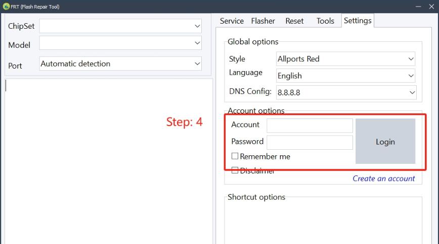 login frt tool
