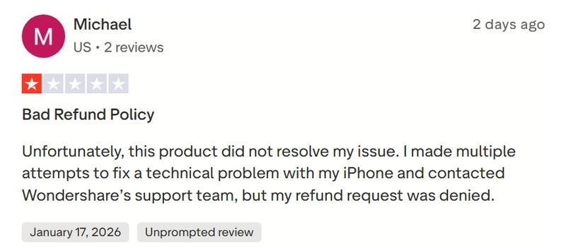 Mixed Trustpilot Reviews for Dr.fone Unlock Tool