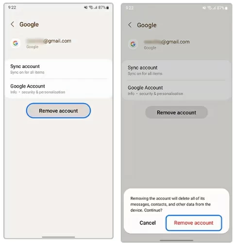 remove account