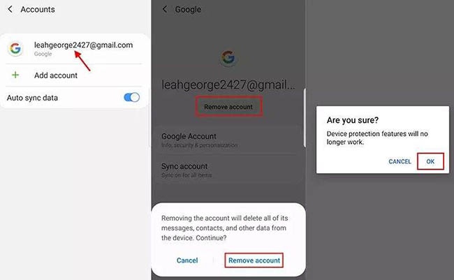 إزالة حساب Google تمنع قفل FRP