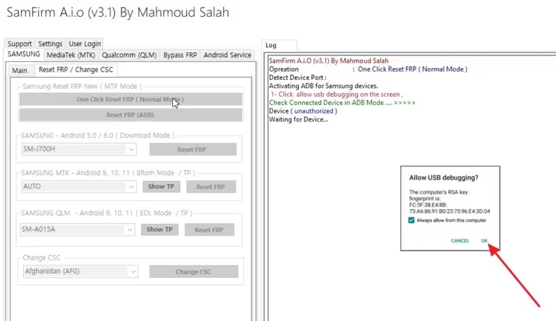 samfirm aio frp bypass