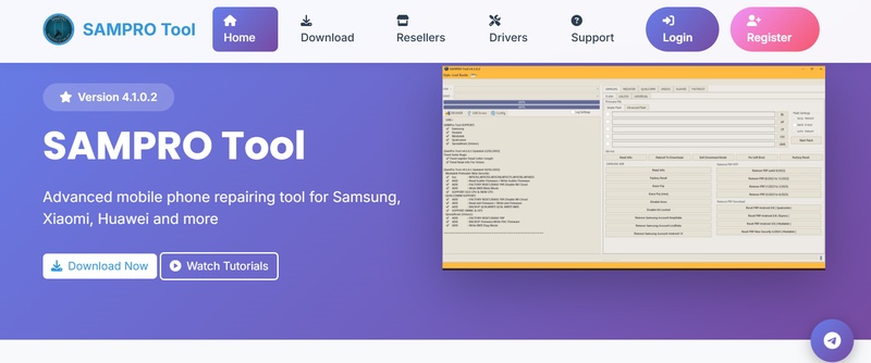 SamPro Tool mit UI-Steuerung und Flashing