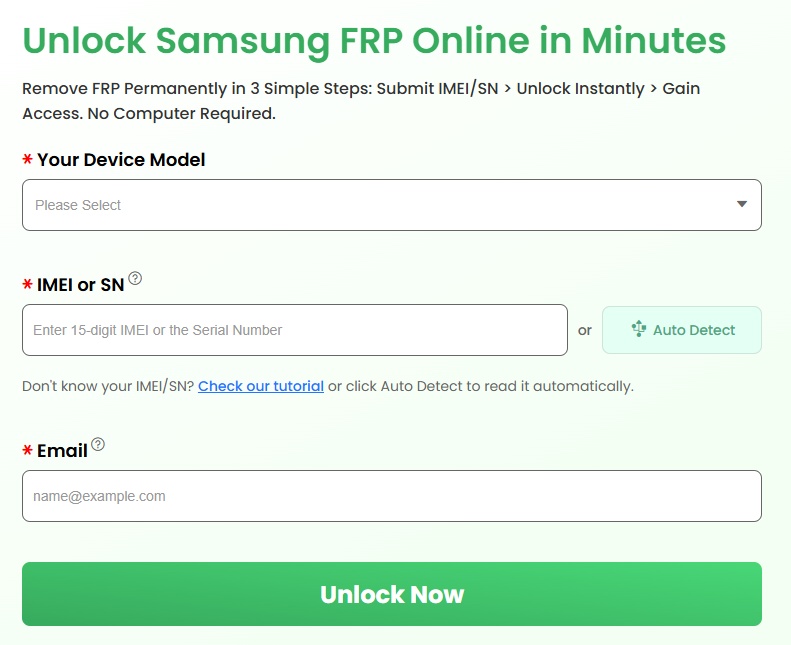 Samsung FRP Remote Entsperrdienst
