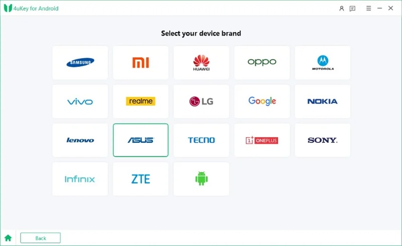 Select Device Brand to Clear Data
