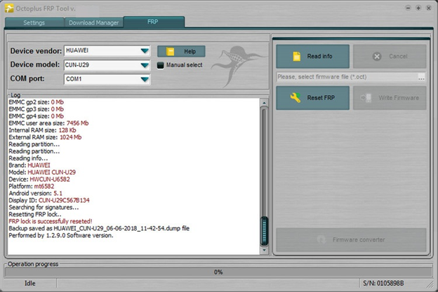 select frp bypass on octoplus