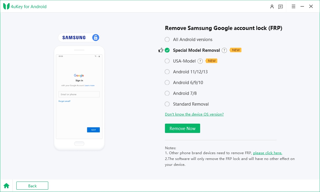 select samsung device os