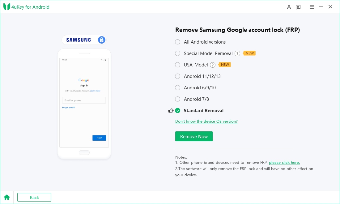 select standard removal