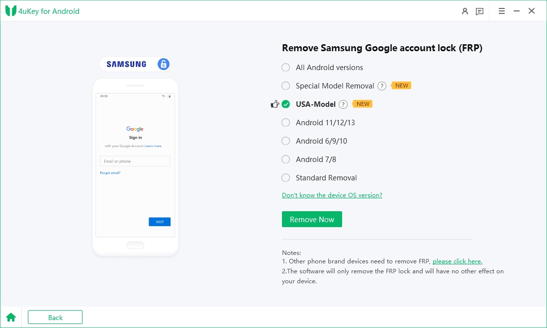 select samsung device os