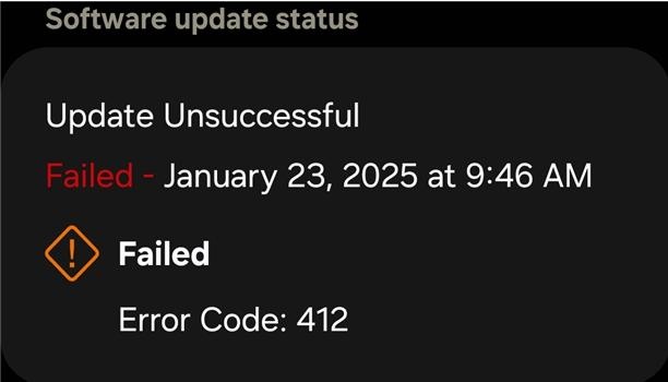 software update error code 412