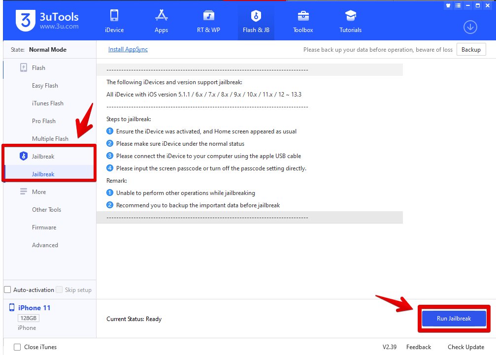 3utools run jailbreak