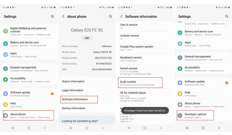 android oeveloper options