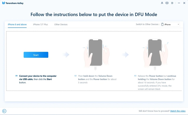Animated Guide Displaying Dfu Mode Instructions