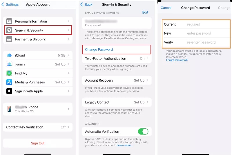 Change Password Using Device Passcode
