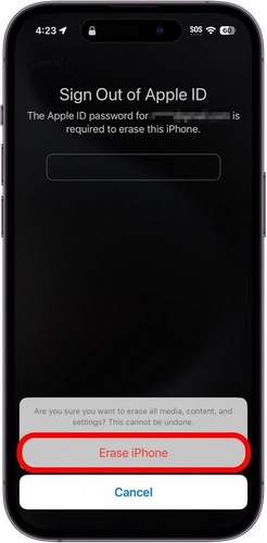 Confirm Action and Enter Apple Id Password