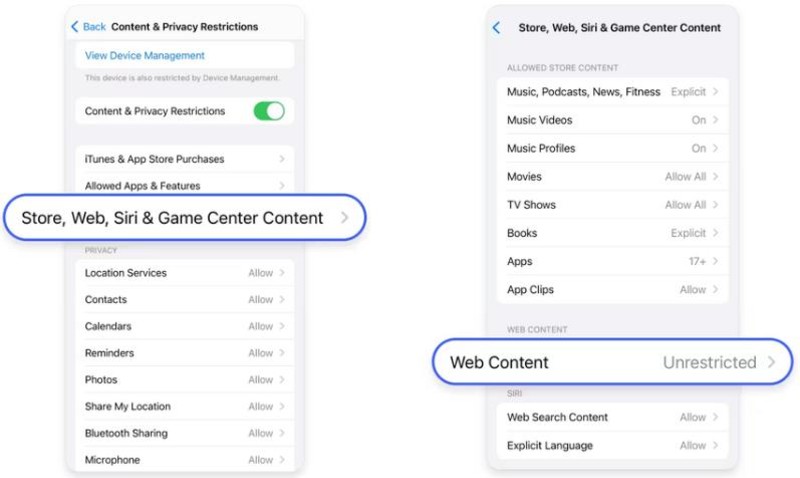 content restrictions