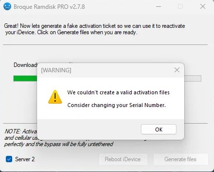 broque ramdisk pro couldnt create valid activation files