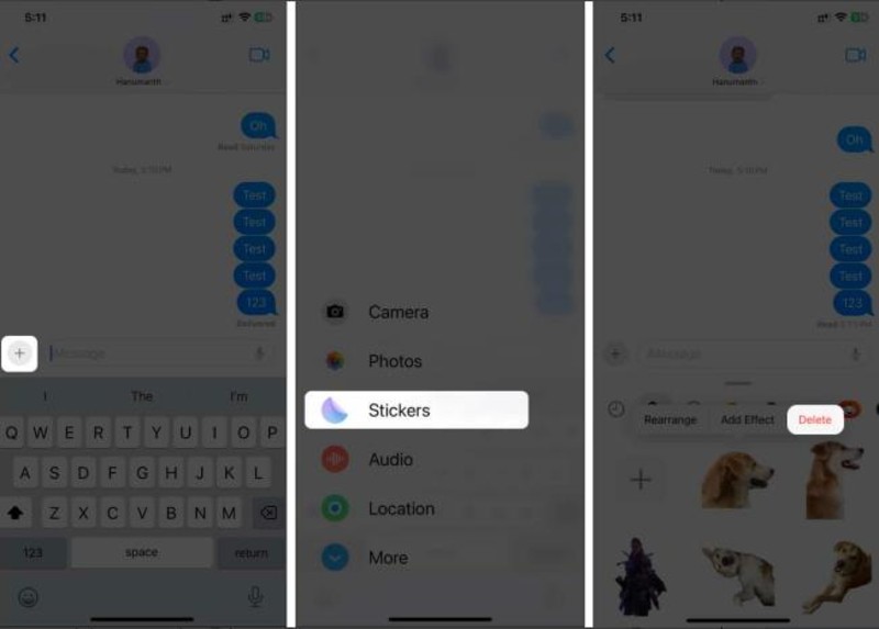 delete a single sticker in imessage