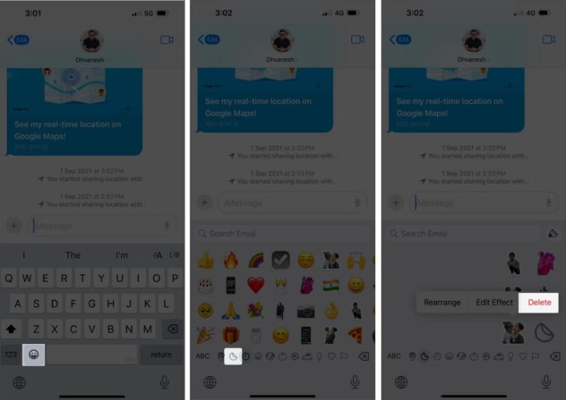 delete custom stickers from emoji keyboard