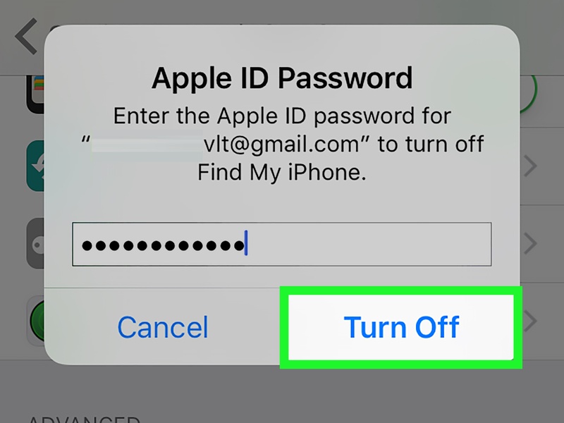 Disable Find My Iphone with Password