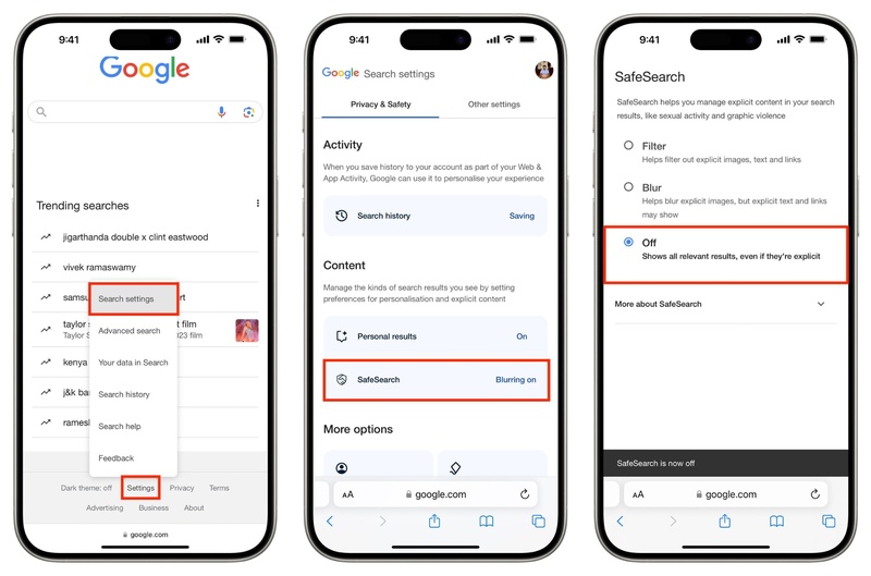 Disable Safesearch Filters