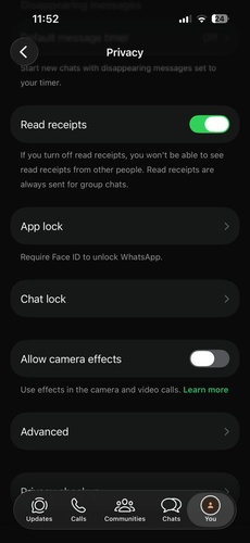 Enable Chat Lock for Protected Chats