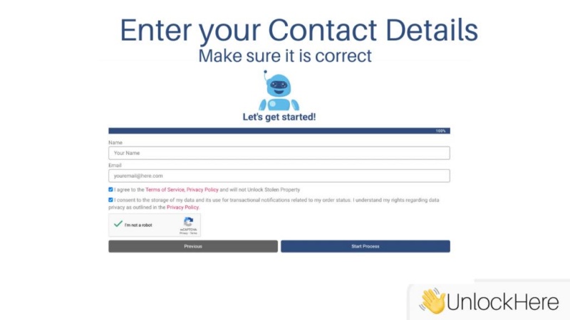 enter contact details unlockhere