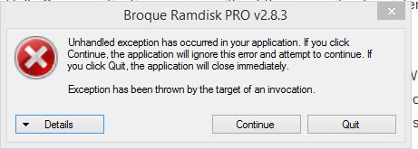 broque ramdisk pro exception by target of invocation