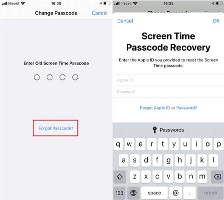 Forgot Passcode Button on Screen