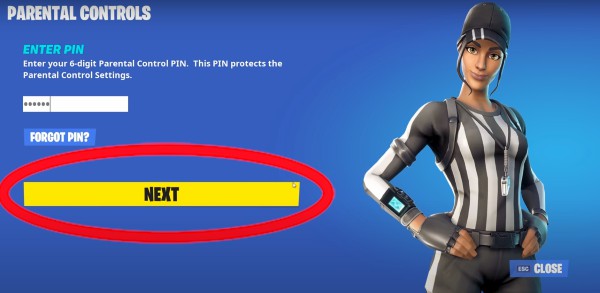 fortnite enter pin