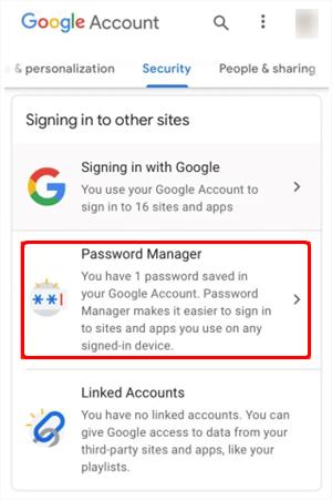 gestionnaire de mots de passe Google