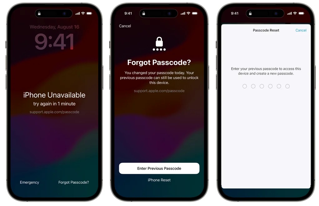 passcode reset on lock screen without losing data