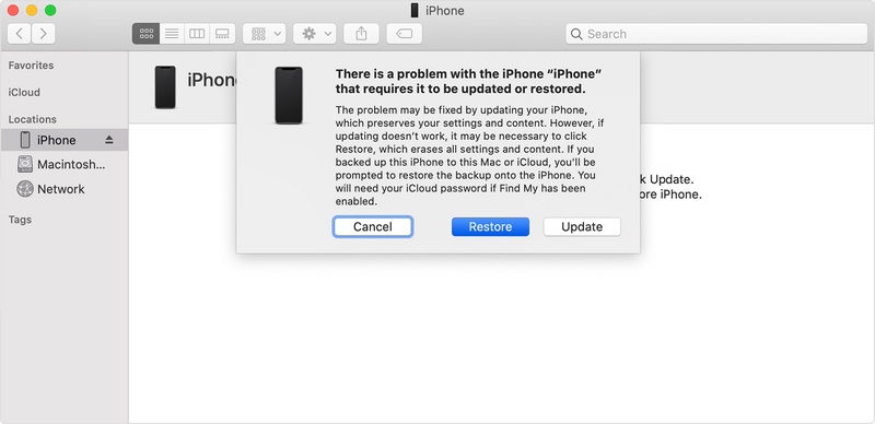 وضع استرداد iPhone، استعادة، تسجيل الدخول