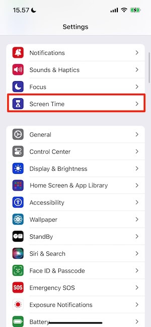 Open Settings Then Screen Time