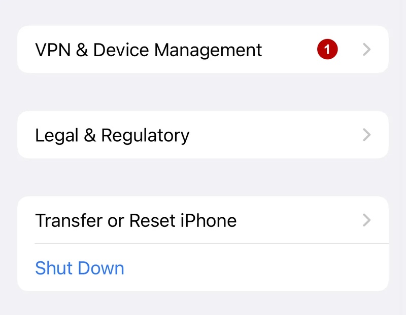 Open Vpn and Device Management Settings