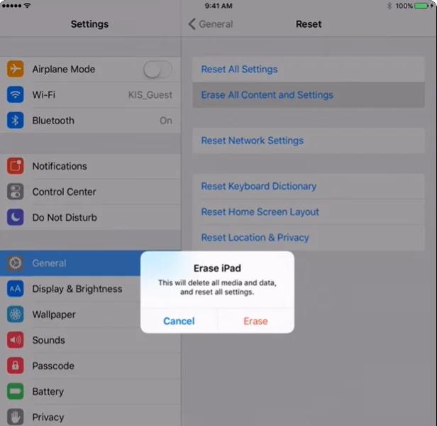 Reset Ipad by Erasing All Content 2