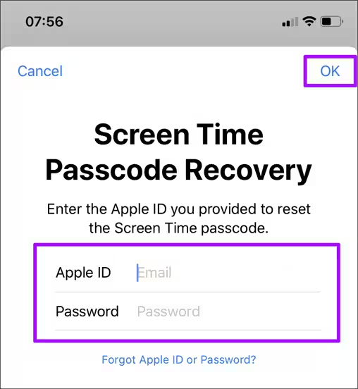 screen password recover